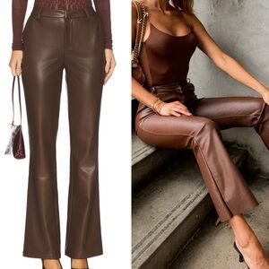 Meshki Faux Leather Tyra Flare Brown Pants S Small